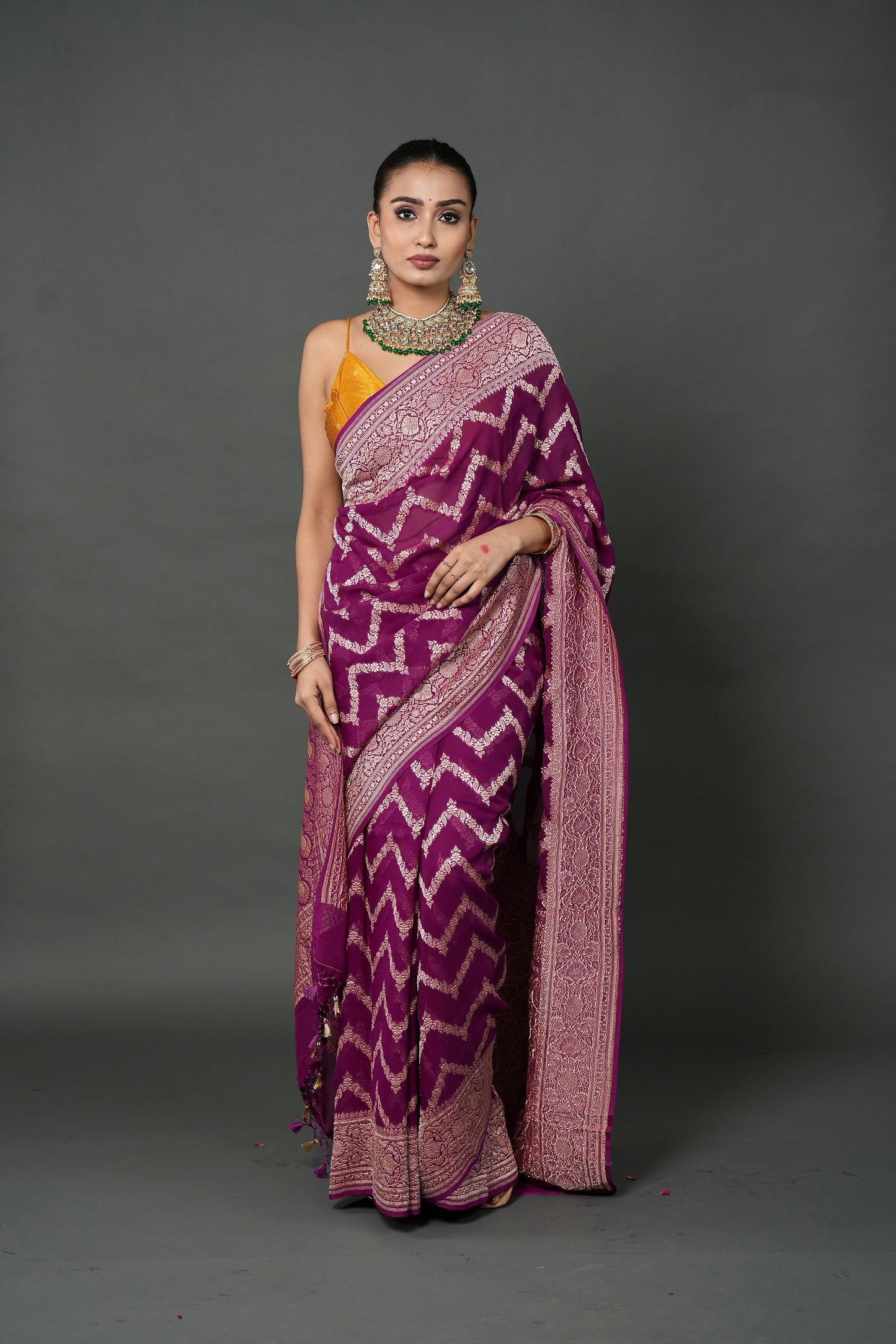 Khaddi Georgette Saree – Plum
