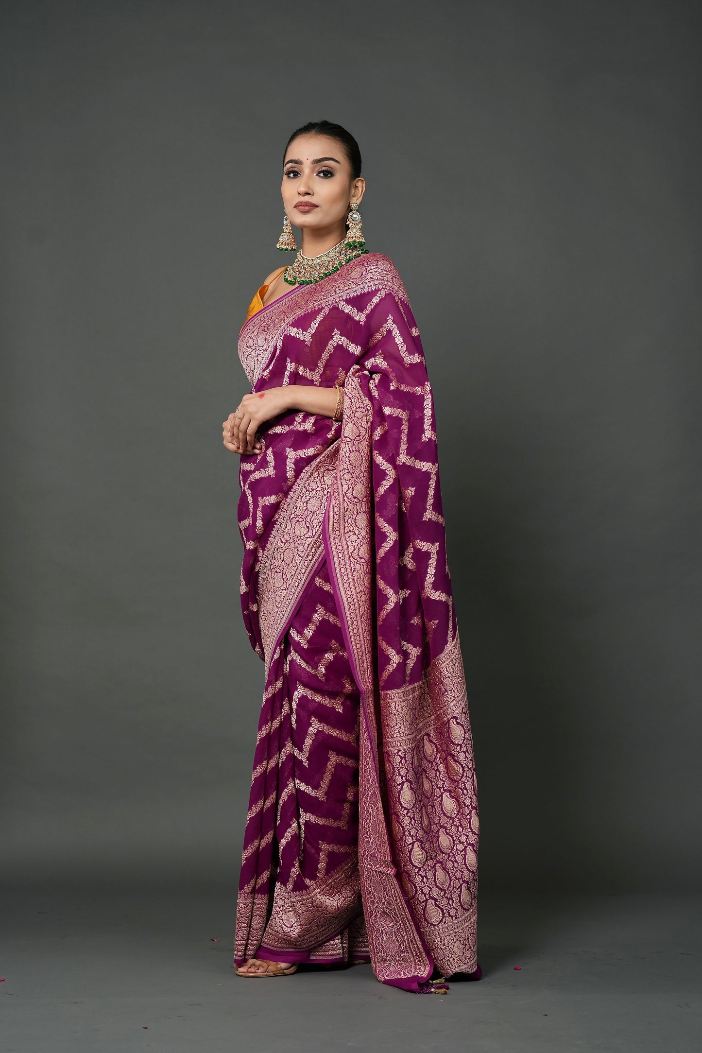 Khaddi Georgette Saree – Plum