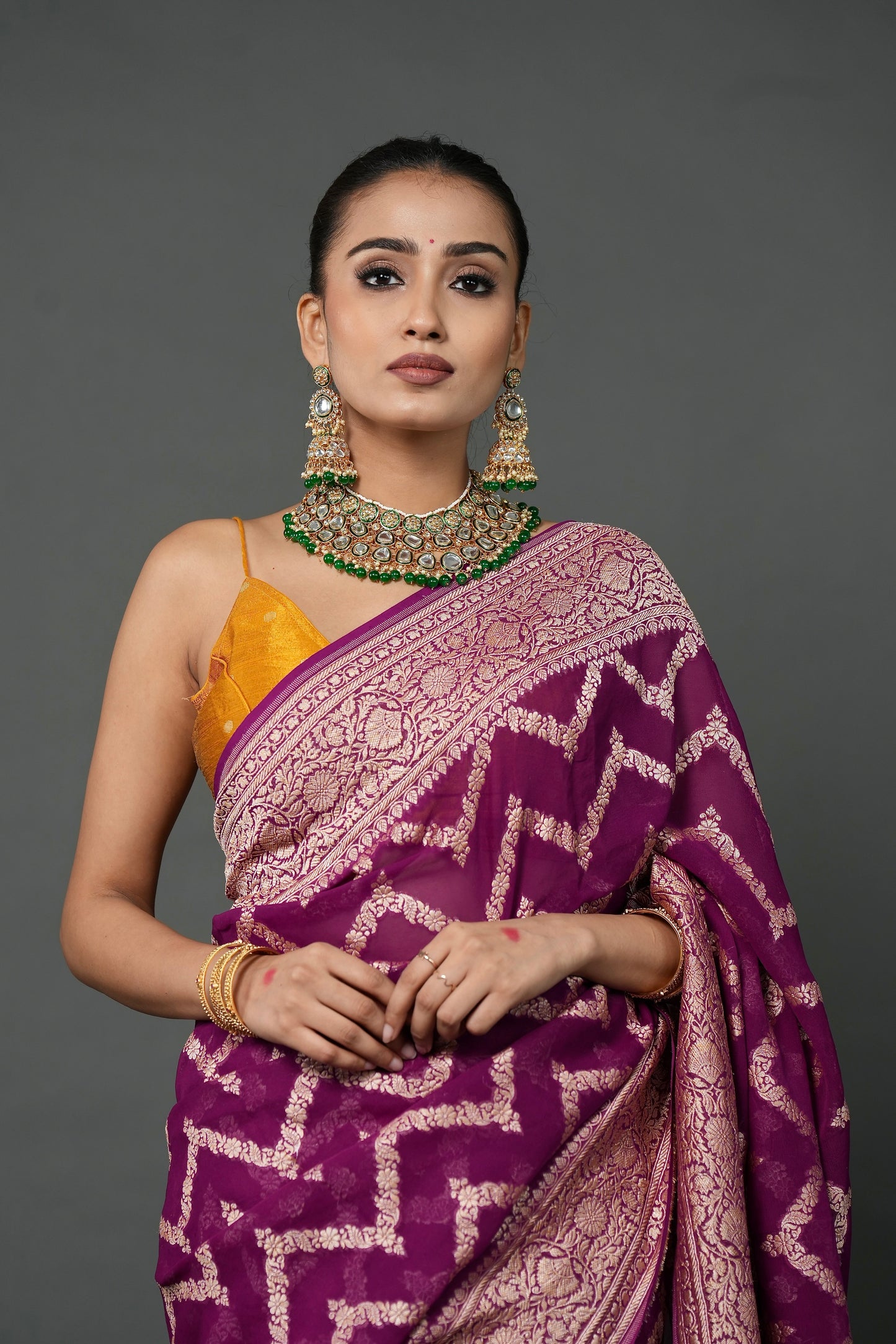 Khaddi Georgette Saree – Plum