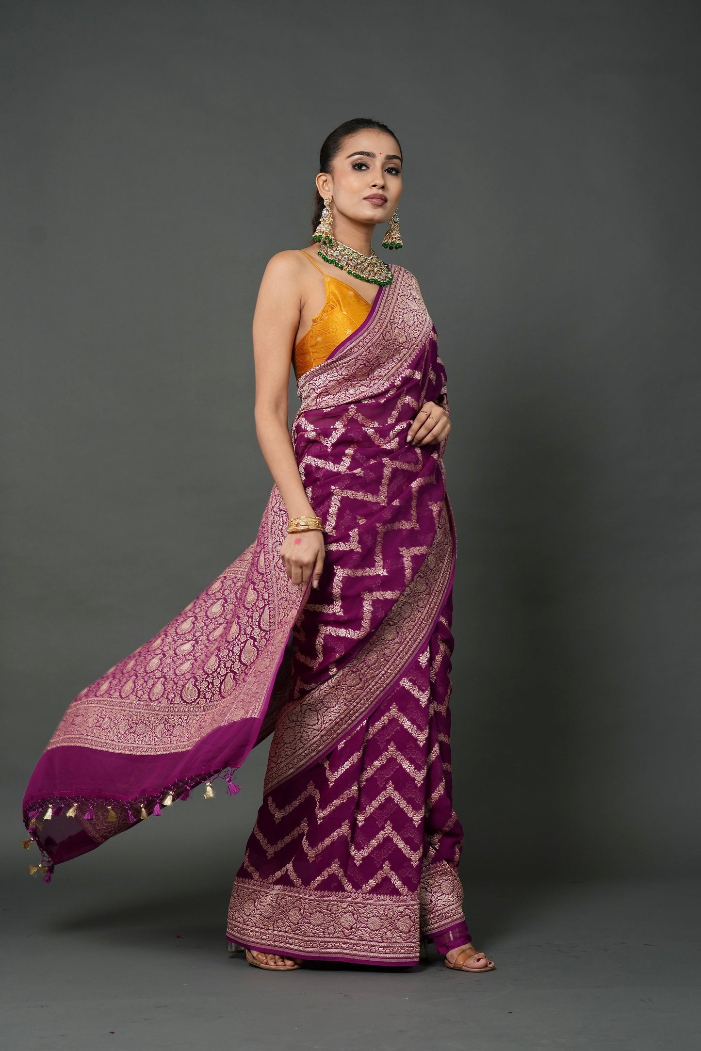 Khaddi Georgette Saree – Plum