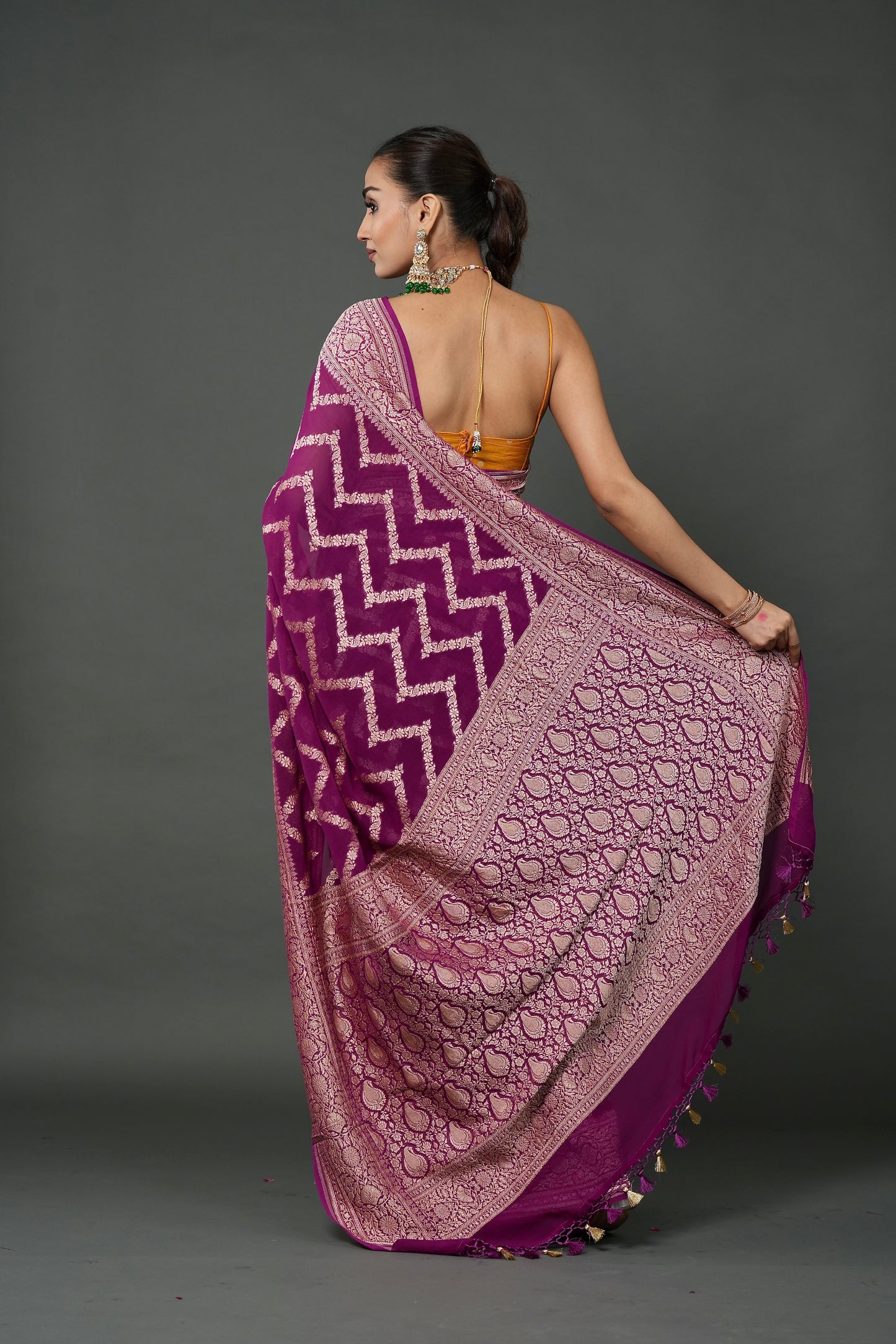 Khaddi Georgette Saree – Plum