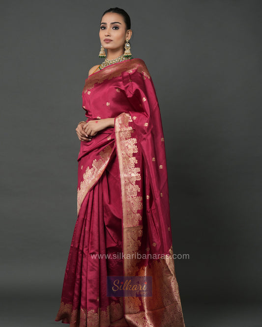 Banarasi Mashru Silk Saree in Maroon