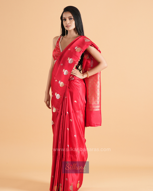 Banarasi Ponna Silk Saree in Deep Red
