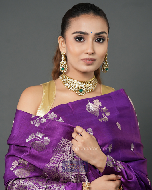 Royal Purple Banarasi Mashru Silk Saree