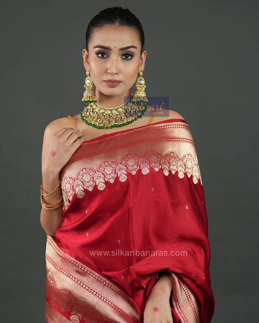 Handwoven Banarasi Mashru Silk Silk Saree