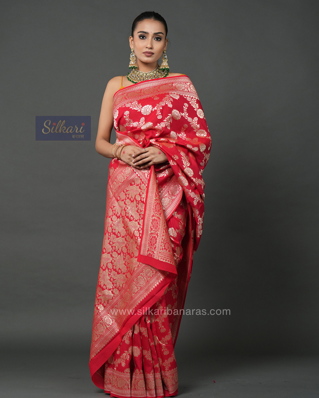 Classic Red Banarasi Moonga Silk Saree