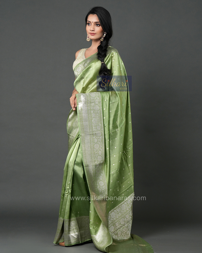 Pastel Grace Banarasi Silk Saree in Light Green