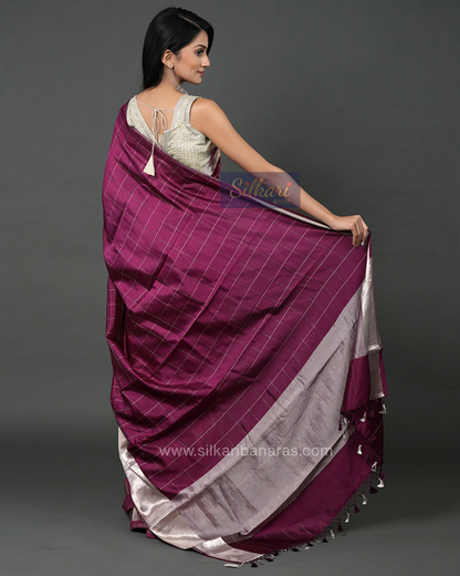 Wine Purple Pure Banarasi Silk Saree