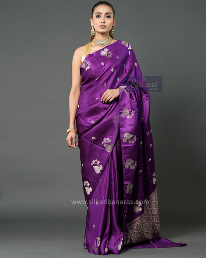 Royal Purple Banarasi Mashru Silk Saree