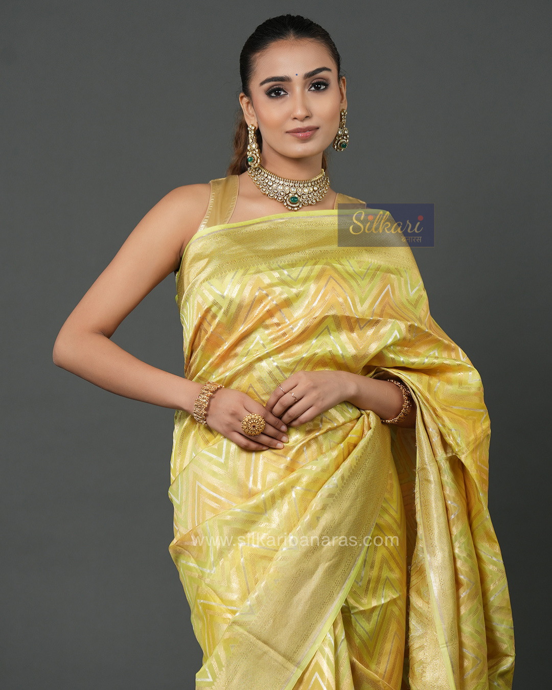 Radiant Yellow Banarasi Katan Tissue Silk Saree