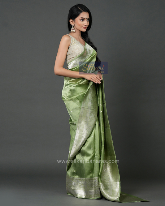 Pastel Grace Banarasi Silk Saree in Light Green