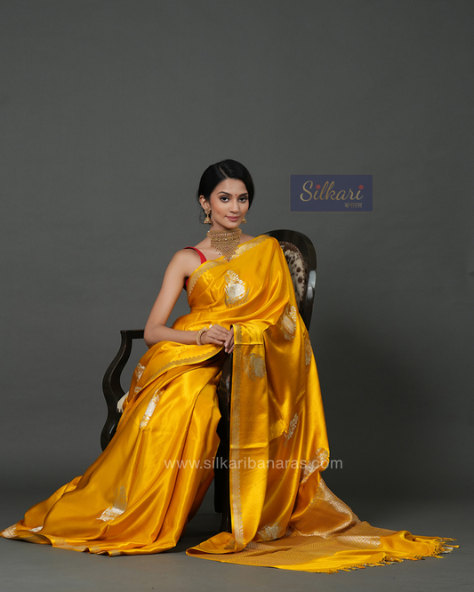 Handwoven Pure Banarasi Mashru Silk Saree