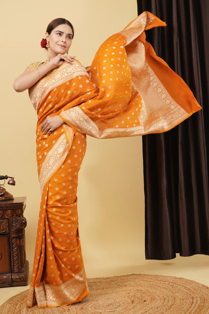 Monga Silk Saree – Yellow