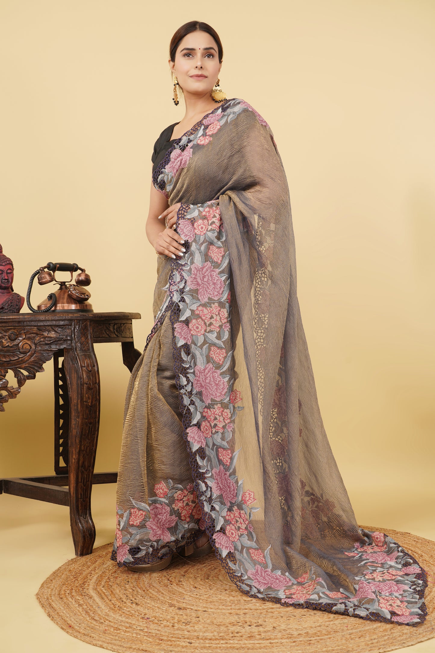 Crushed Tissue Saree – Effortless Elegance with a Modern Twist