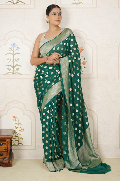 Khaddi Georgette Saree With Water Zari