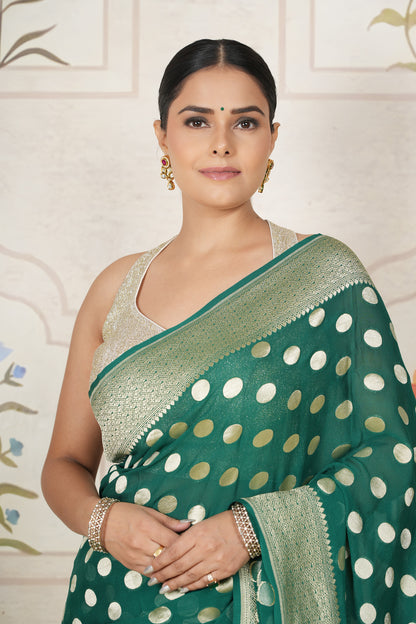 Khaddi Georgette Saree With Water Zari