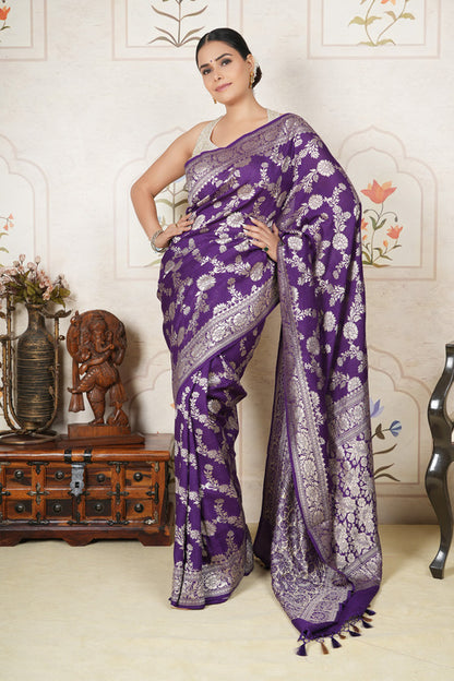 Monga Silk Saree – Purple