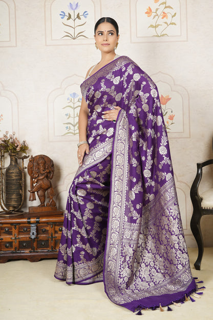 Monga Silk Saree – Purple