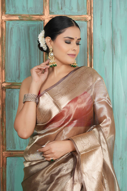 Tissue Saree - Bronze