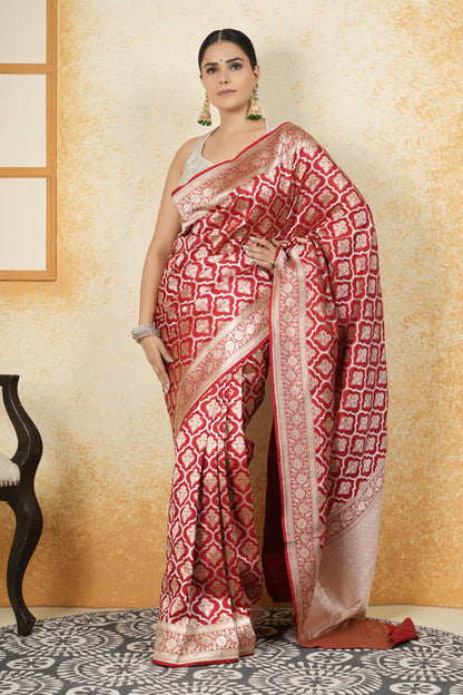 Katan Silk Saree – Royal Red