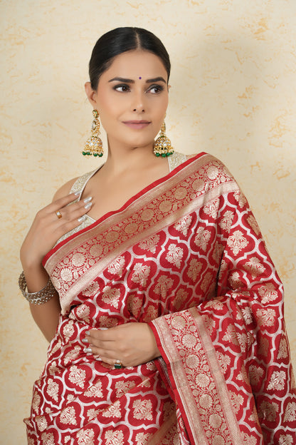 Katan Silk Saree – Royal Red