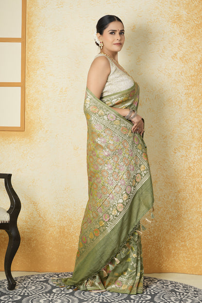 Tussar Silk Saree – Green