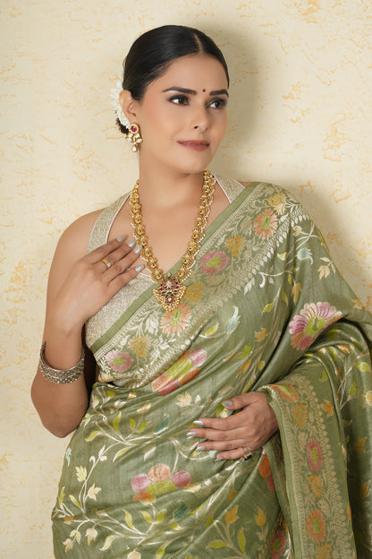 Tussar Silk Saree – Green