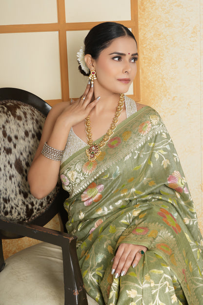 Tussar Silk Saree – Green