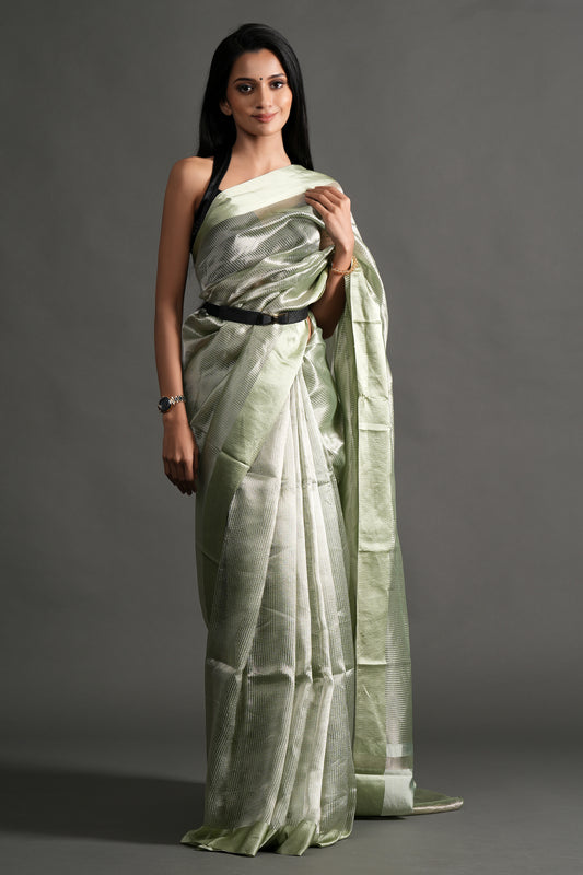 Banarasi Tissue Saree - Pestal Green