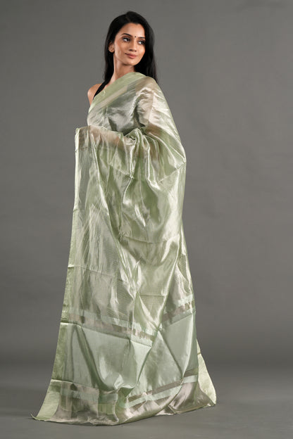 Banarasi Tissue Saree - Pestal Green
