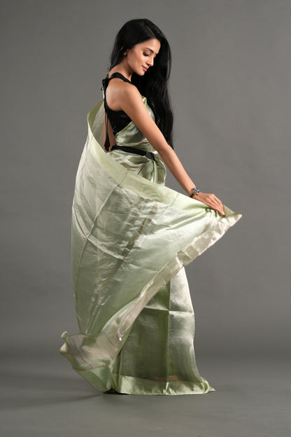 Banarasi Tissue Saree - Pestal Green