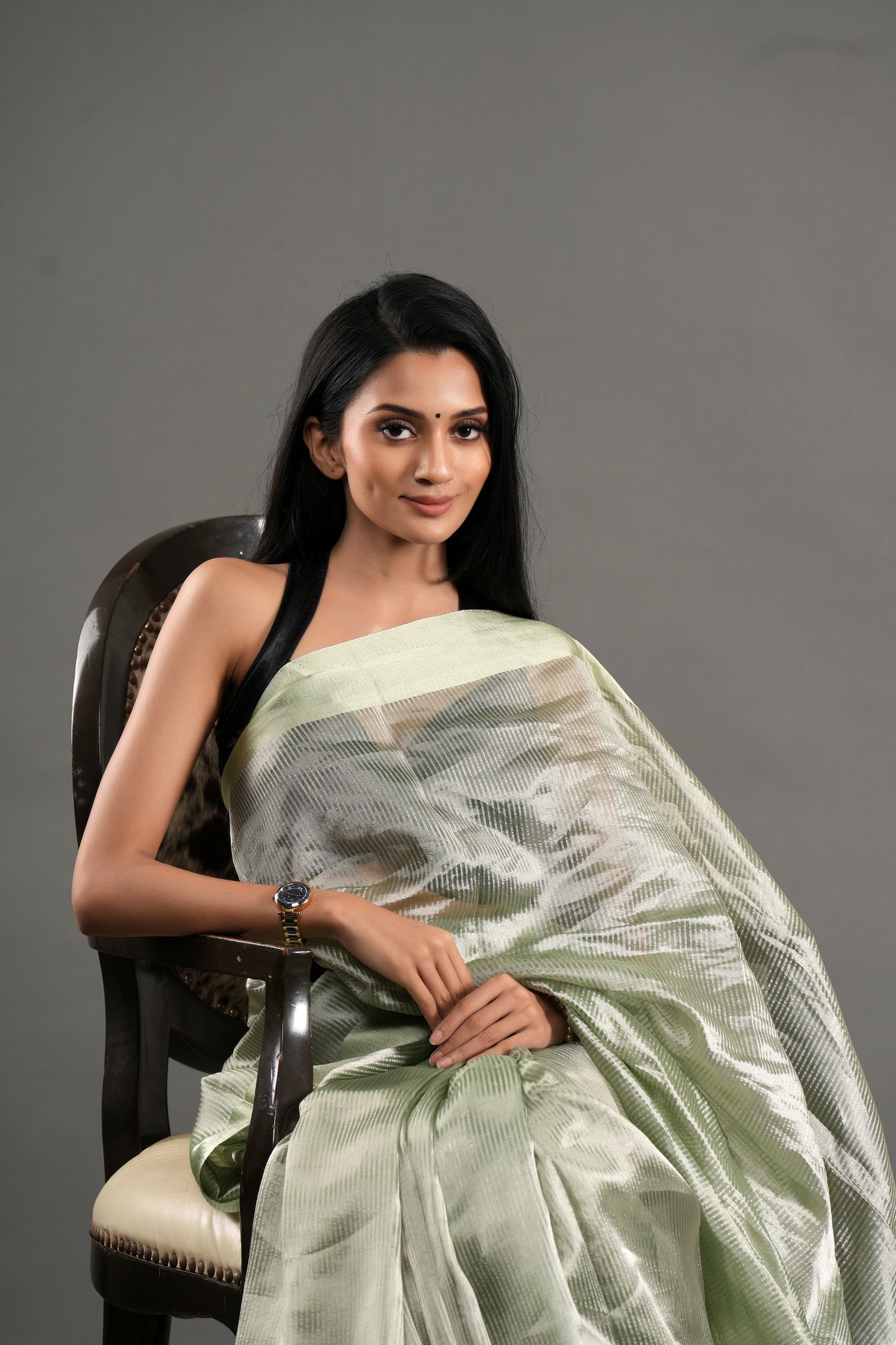 Banarasi Tissue Saree - Pestal Green