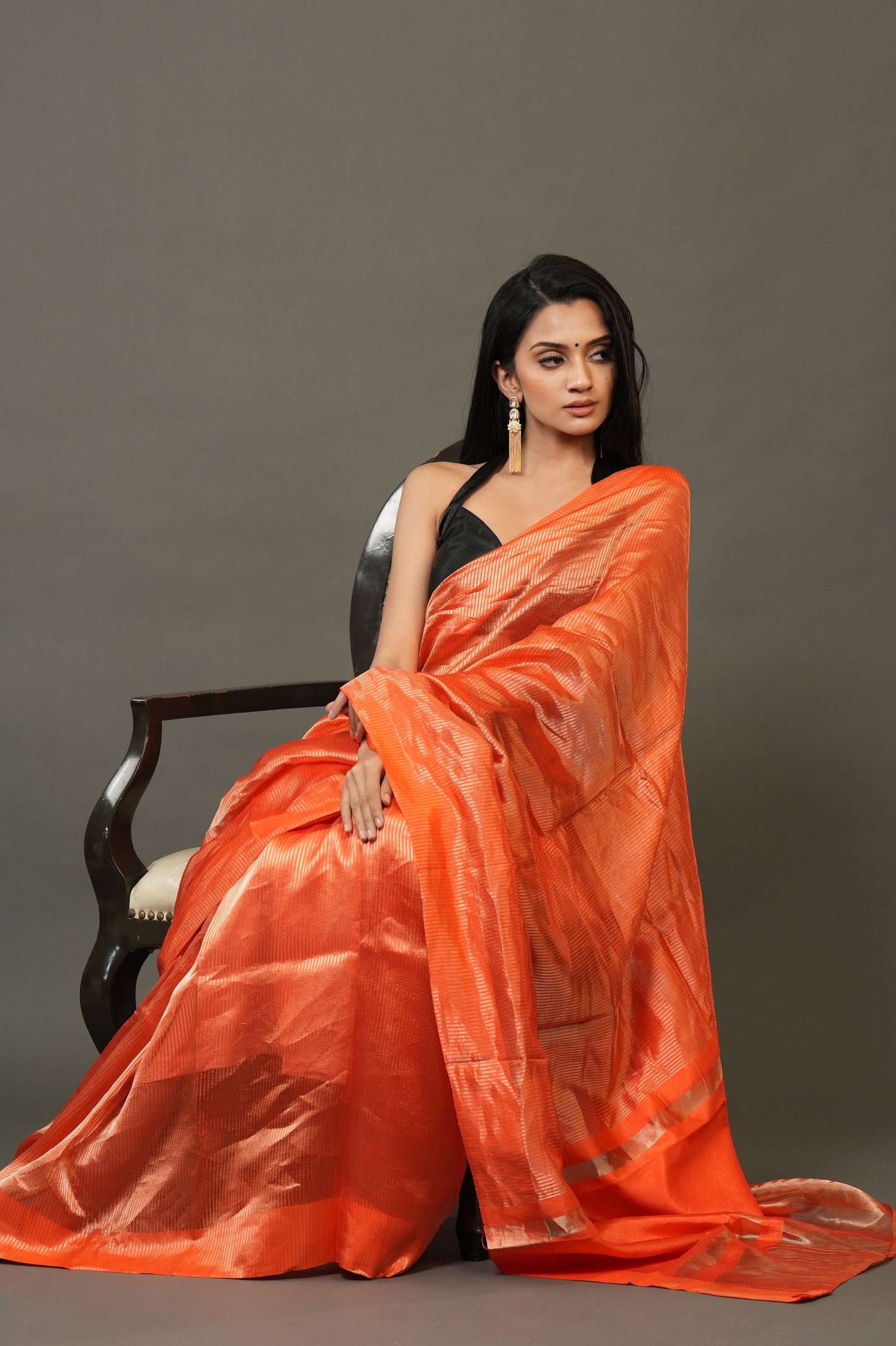 Banarasi Tissue Saree - Radiant Orange