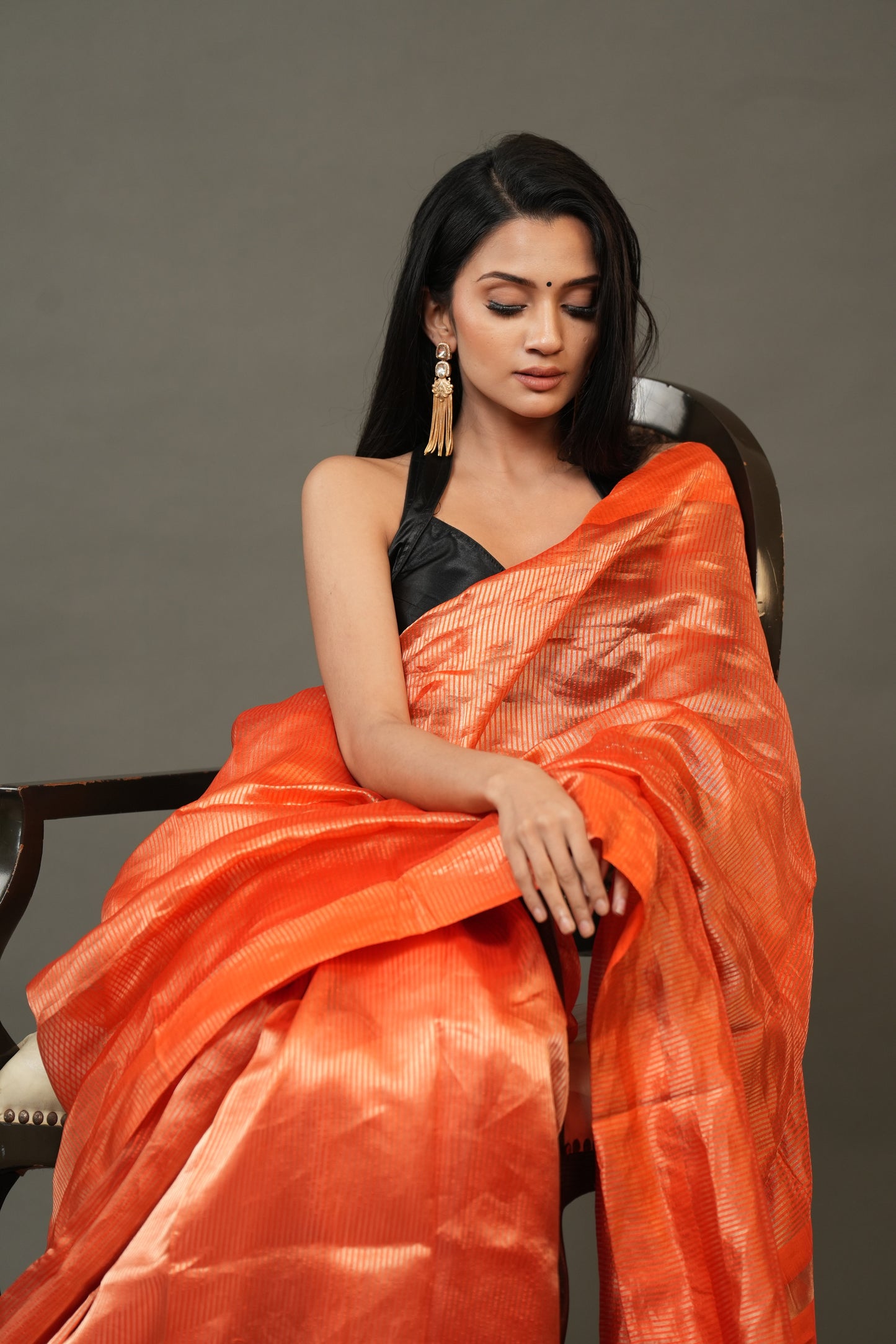 Banarasi Tissue Saree - Radiant Orange