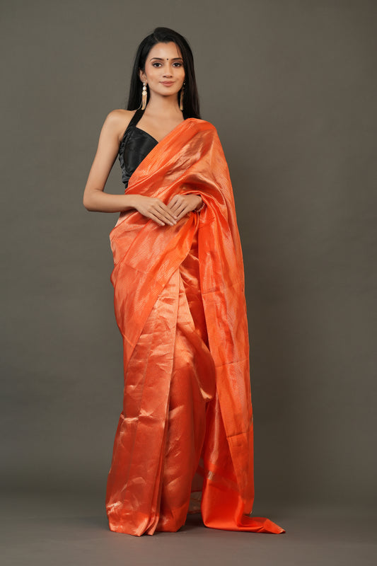 Banarasi Tissue Saree - Radiant Orange