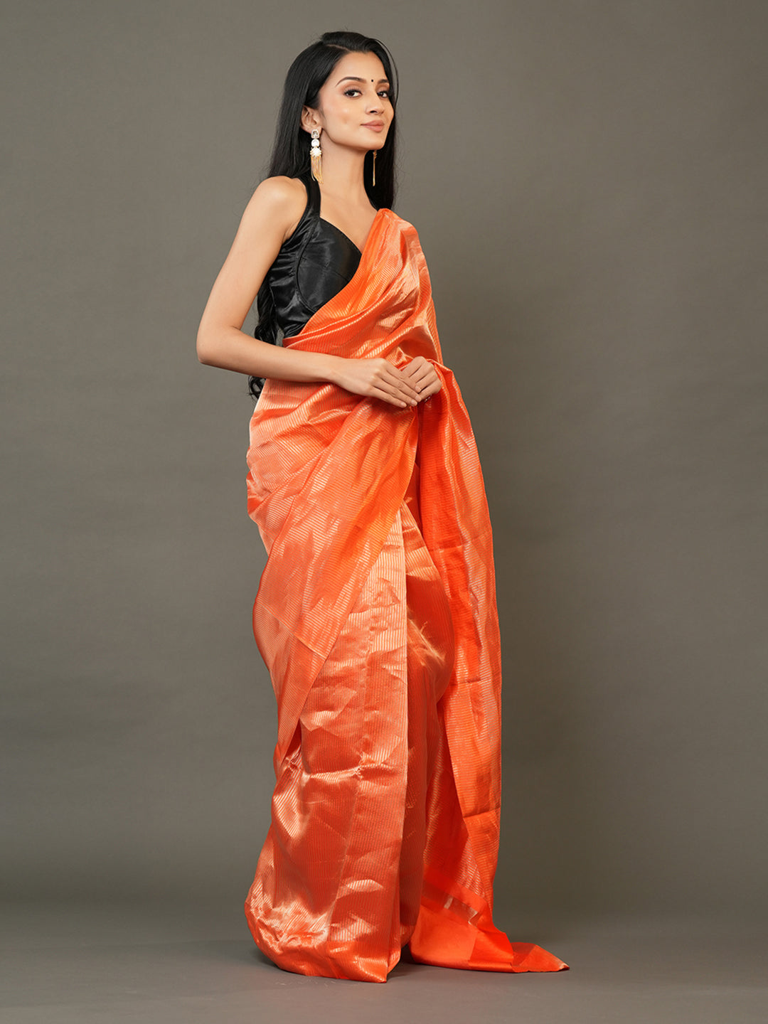 Banarasi Tissue Saree - Radiant Orange