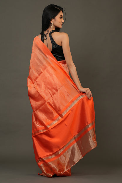 Banarasi Tissue Saree - Radiant Orange