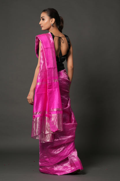 Banarasi Tissue Saree - Magenta Glow
